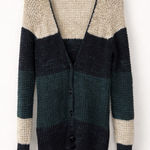 Free People Colorblock Chunky Knit Cardigan S Sweater Button Front Boho Photo 0