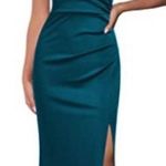 WOOSEA Women Sleeveless V Neck Split Long Dress, DARK GREEN, Size XL, Green Photo 0