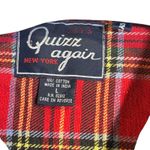Vintage Quizz Again NY Christmas Santa Sleigh Reindeer Embroidered Plaid Shirt Red Size L Photo 6