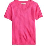 J.Crew NEW Fuchsia Pink Short Sleeve Silk Blend Cropped T Shirt Top size Small Photo 2