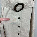 Charter Club Shirt Dress 12 Beige 100% Linen Midi Button Up Belted Short Sleeve Photo 6