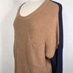 Madewell NEW Thompson Pocket Pullover Sweater in Brown & Navy Color Block - XXL Photo 5