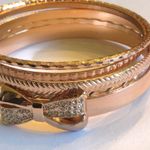 5 Rose Gold Tone Bangle Bracelets CZ Bow Bangle Photo 3