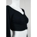 Blue Blush LA Ruched Ribbed Black Crop Top Long Sleeves Womans Small NEW Photo 6