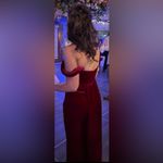 Azazie  burgundy velvet super stretch corset drape formal dress Photo 8