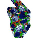 ZARA NWT  One Shoulder Blue Green Floral Asymmetrical Bodysuit Womens Medium Photo 2