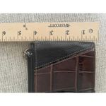 Brighton ‎ Brown Croc Embossed Leather Wallet Organizer Floral Accent Photo 11