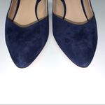 Chloé NEW Chloe Laurena Scalloped Suede Slingback Pumps 37FR Navy Photo 4