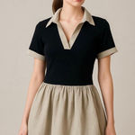 Say What? Say What NYC Cotton Black and Khaki Green mini Dress Bubble skirt Sz XL Photo 0