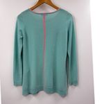 Lilly Pulitzer  Serene Collins Teal Cashmere Crew Neck Sweater XS Coral Trim Photo 4