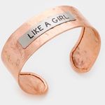 Brand New Womens Boutique Hammered Finish Like a Girl Cuff Bracelet Silver Photo 0