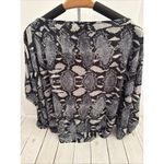 Alberto Makali Black White Women’s Boho Poncho Kimono Short Sleeve Shirt L EUC Photo 3