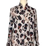 Eloquii Button Down Blouse Long Ruffle Sleeves Neck Cheetah Women’s Plus Size 14 Photo 3