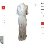 Pink Lily  Maxi Dress Lace Grey Off White‎ Boho Sheer Short Sleeve Deep V-Neck S Photo 1