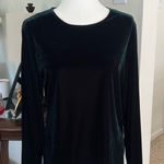 Kasper & Company ASL Dark Green Velvet Long Sleeve Top Size Large Stretch Black Photo 0