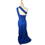 Ryanth Blue One Shoulder Formal Gown Corset Back Slit Prom Dress Size 8 NWT Photo 1