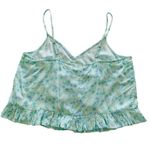 Abound  Women's Aqua Blue Floral Print Boho Ruched Crop Tank Top Large Photo 6
