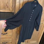 Summersalt  Softest French Terry Henley Dress Mini Black Button Super Soft Medium Photo 6