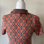 Princess Polly Retro Geometric Knit Polo Top Brown & Orange Y2K Photo 7