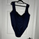 J.Crew NWT Ruched Square Neckline Navy One Piece Bathing Suit Size 22 Photo 4