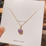 18K Gold Plated Purple Crystal Pendant Necklace for Women Photo 2