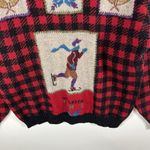 Woolrich VTG Women’s Wool Red Plaid Winter Recreation Ice-skater Sweater Size L Photo 3