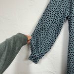 Ann Taylor  Teal Blue Long Sleeve Animal Print Mini Dress Womens MP Peplum Fall Photo 1