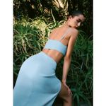 Reformation Kiwi Turquoise Blue Asymmetrical Cutout High Slit Maxi Dress Size 6 Photo 1