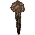 Mable Revolve Brown Polka Dot Midi Dress Button Down Tie Front Ruched Draped Med Photo 3