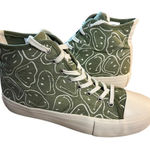 American Eagle American Eagles Outfitters Platform Smiley Green Canvas High Top Shoes Sz 8 Photo 0