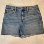 J.Crew  Blue Jean Shorts High-Waisted Frayed Hem Photo 0
