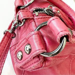 Linea Pelle Collection Dark Red Leather Crossbody Duffel Bag Purse Zip Top Bag Red Photo 5