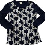 J.Crew Top Women XX Small Blue White Floral Embroidered Long Sleeve Top Cotton Photo 0