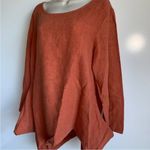 Bryn Walker Cinnamon Asymmetrical Hem Lagenlook Linen Tunic Top Rust L Photo 2