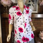 Tan Jay VINTAGE 1990'S PINK, BLACK & WHITE FLORAL PRINT BUTTON DOWN (8) Photo 2