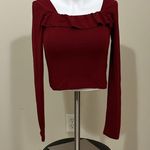 Forever 21 Ruffled Red Crop Top Square Neck Photo 4
