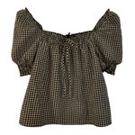 H&M  divided black gingham smocked puff sleeve top xs Photo 0