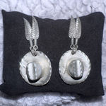 Cowboy Hat and Feather Dangle Earrings Silver Photo 0