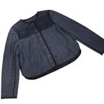 J.Crew EUC  Navy Chevron Tweed Side Snap Topper Jacket Medium Photo 3