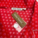 Roller Rabbit  Red Pink Heart Button Front Nightgown Sleep Tunic Shirt Medium NEW Photo 5