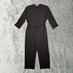 Whistles Jumpsuit Womens 6 Black Arabella Crepe Tie Crop Neutral Minimalist Photo 1