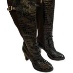 Isaac Mizrahi New York Isgeogin Black Leather Croc Tall boots Photo 4