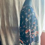 Fun2Fun navy floral print V-neck size small blouse top Long sleeve Photo 1