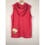 Quacker Factory Sleeveless Hooded Vest Women M Pink Crochet Flower Bee Applique Size M Photo 4