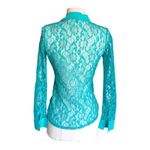 Bongo  Y2K Flair Emerald Lace Subtle Silver Metallic Collar Button-Up Shirt Small Photo 3