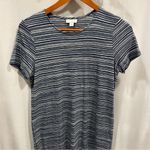 Cute flowy navy stripe short sleeve J. Jill dress casual pool brunch pockets Blue Photo 7