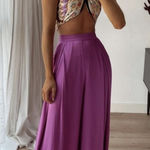 ZARA  satin effect wide leg fuchsia palazzo high waist flowy pants XS Photo 0