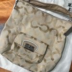 Coach Hobo Tan Shoulder Bag Signature Monogram Light Khaki Sand Lavender Photo 8
