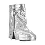 Women's Silver Metallic Leather Zip Fold Over Padlock Platform Mid Calf Boots 10 Photo 1