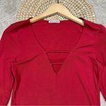Reformation Leland Knit Top Longsleeve V-Neck Dark Romantic in Sangre Red Size M Photo 4